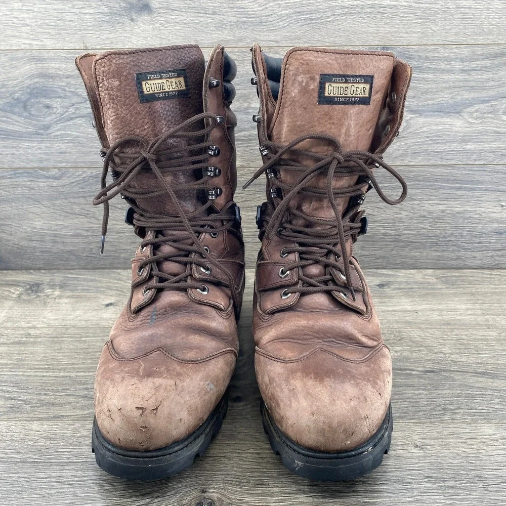 Guide Gear Hunting Boots Mens 13 Brown Leather Guide Dry Waterproof Field Tested